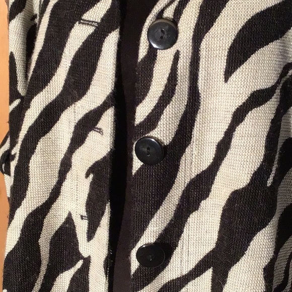 Luigi by Anthropologie zebra print blazer wool mix tab sleeve M - Picture 2 of 5